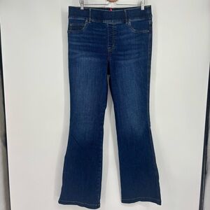 SPANX Women's midnight Blue Flared Jeans pull on shapewear high rise 1X stretch